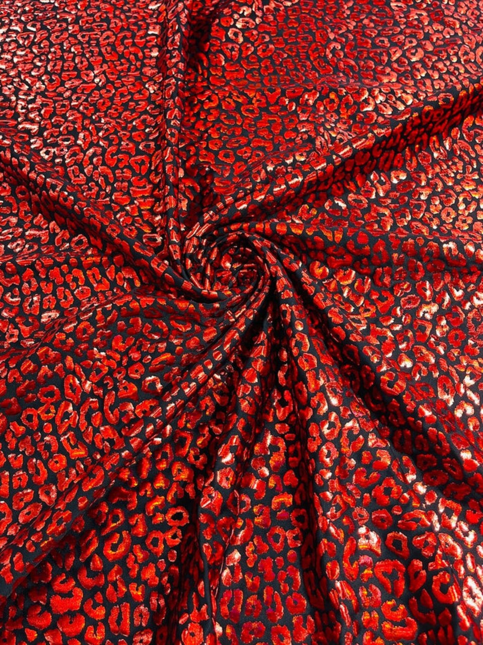 1 Yard Foil Leopard Print Spandex Fabric Reflective Milliskin Stretch Nylon Blend 58-60 inches width